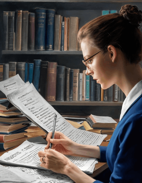 A researcher checks a translated journal article as flemish translation services keep terminology and tables accurate.