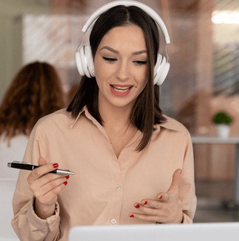 A specialist offering open captioning services for academic webinars, making learning accessible for all students.