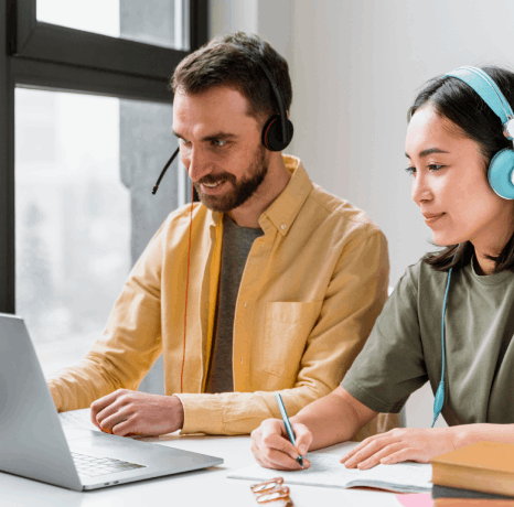 A campus team annotates a focus group recording while Research Transcription Services deliver academic verbatim transcripts.