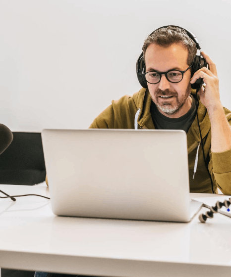 An audio producer times Voice Over Styles for accessible content, syncing audio description lines to a museum tour video.
