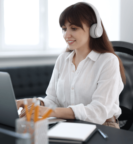 A proofreader verifies formatting, speaker labels, and timestamps in final QA for 99% accuracy in Worldwide Transcription.