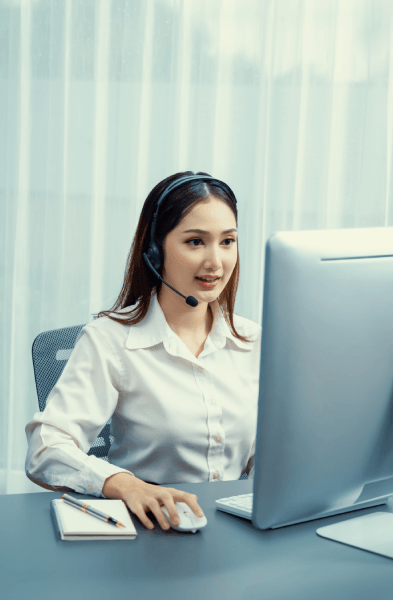 A customer using the advantage of affordable IVR voice over services, ensuring cost effective and high quality service.