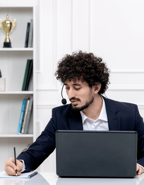 A staff member signs an NDA before sending audio for government transcription services, highlighting confidentiality.