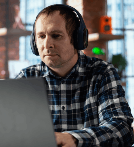 A customer enjoys the benefits of Netflix Captioning Services, enhancing inclusivity & engagement through seamless subtitles.