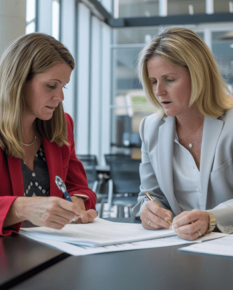 A legal team compares a supplier agreement side by side, using Lithuanian translation services for business clarity.