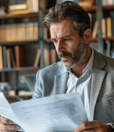 A manager compares contract clauses in Romanian translation services, keeping corporate terms consistent for approvals.