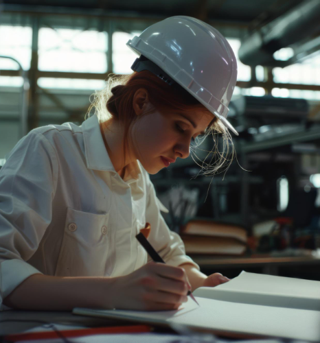 An engineer reviews a CAD manual while Turkish Translation Services deliver technical terms consistently for safe builds.