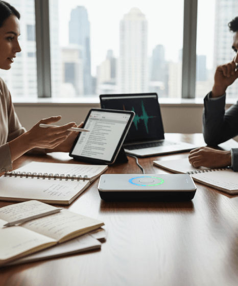 A manager dials 1-800-230-7918 to start conference call transcription services and confirm a fast delivery estimate.