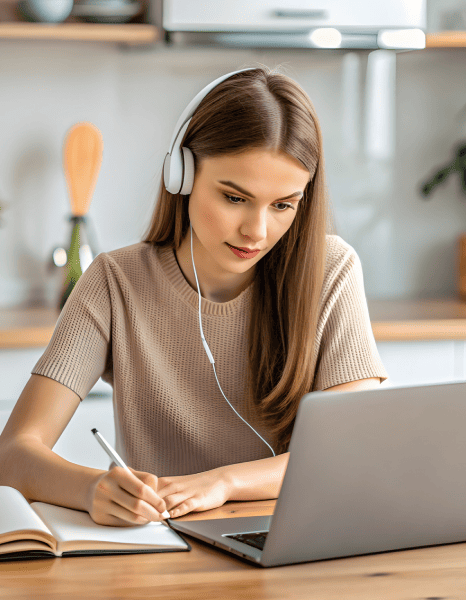 PhD student using certified academic transcription services for dissertation interviews and research documentation