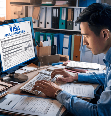 A staffer uploads immigration forms and Chinese originals as chinese translation services new york produce certified every.