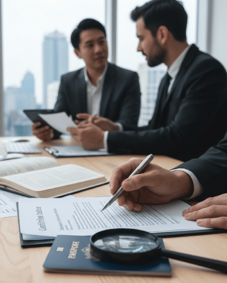 A certified QA lead marks corrections on a checklist to ensure divorce certificate translation meets legal standards.
