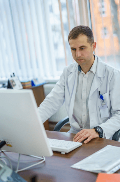 Doctor using certified translation services for all types of medical documents, ensuring accurate healthcare communication.