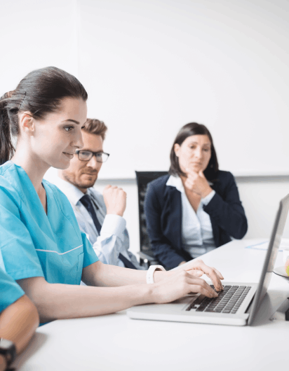 A team transcribes and reviews medical audio, delivering fast certified pharmaceutical translation services for training.