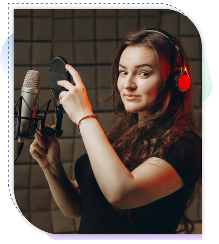 A professional voice-artist recording for our affordable, certified voice-over services.