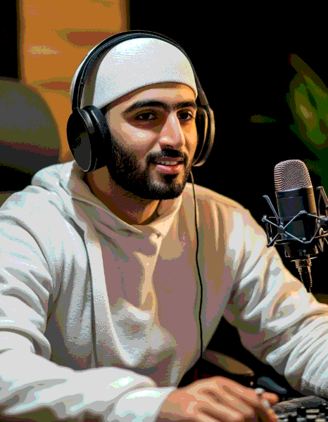 A reviewer checks timestamps against the audio waveform, using Arabic Transcription Services with detailed review.