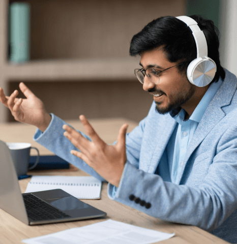 A compliance officer checks ADA and WCAG rules while corporate video captioning services add captions to an online course.