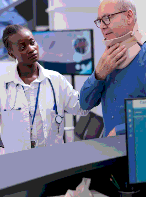 A linguist compares source and target files for medical device translation services in New York to ensure compliance.