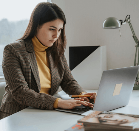 A translator works on comprehensive Italian translation services, covering documents, audio & video files for global clients.