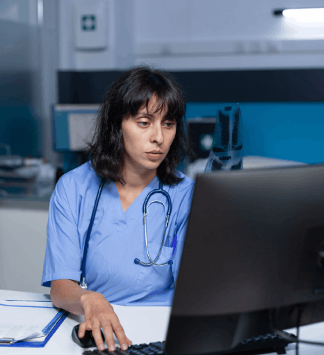 A doctor using Medical Translation Services ensures the confidential handling of sensitive healthcare data.