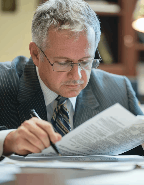 A translator compares a Kazakh contract to the English original, showing Kazakh Translation Services for legal accuracy.