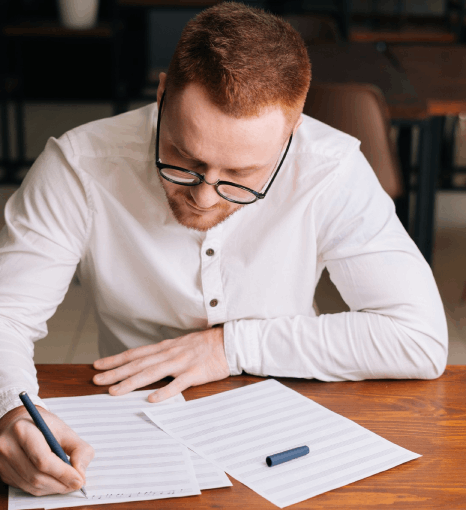 A translator uses tracked changes on a bilingual contract, delivering legal french translation services for filing.