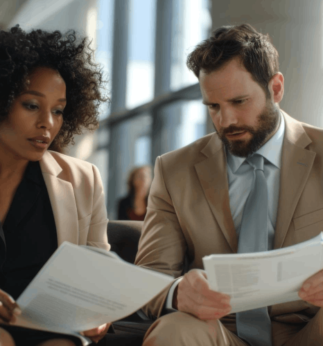 A corporate manager reviews a bilingual proposal, using Hungarian translation services to keep pricing and terms clear.