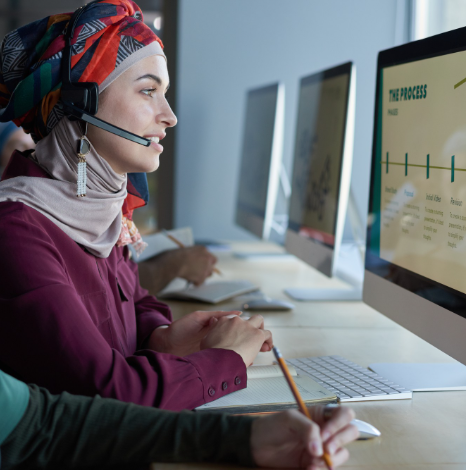 A marketer compares localized social posts for different regions, using Turkish Translation Services for dialect fit.