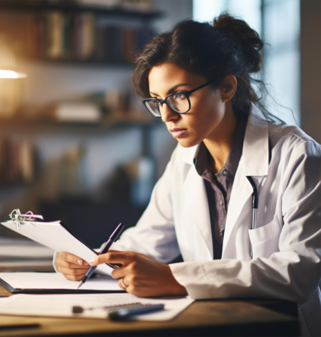 A New York linguist sorts multiple file types, showing pharmaceutical translation services in New York for any document type.