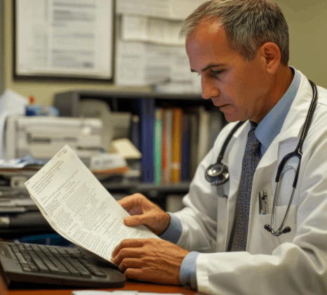 A pharmacist checks μg versus mg in a drug label while pdf translation services deliver industry-specific medical.