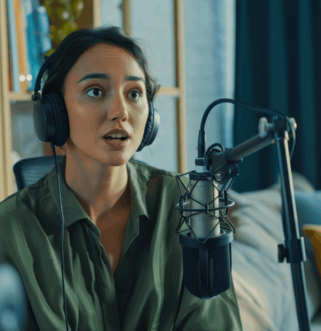 A course creator reviews Portuguese Voice Over Services for courses, checking clarity, slower pacing.