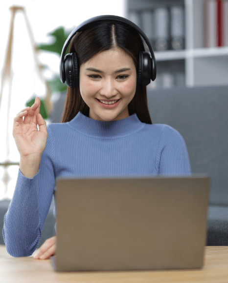 A captioner checks e-learning video captions frame by frame with corporate video captioning services for accuracy and pace.