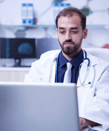 Doctor using essential Medical Record translations for urgent healthcare cases, second opinions and legal procedures.