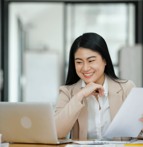 The professional translator handling financial reports using Dutch Translation Services securely and accurately.