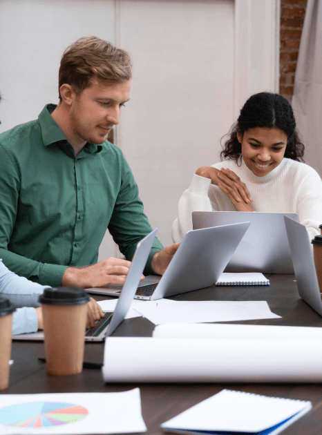 A fintech team reviews multilingual launch pages as fintech translation services adapt product copy for global markets.
