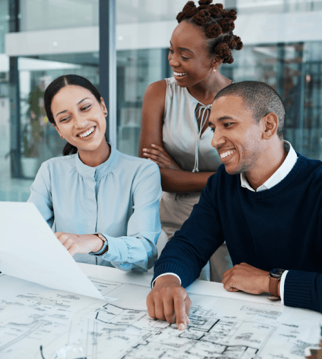 A team review about the Architectural Translation Services glossary QA to match approved terms across plan sheets.