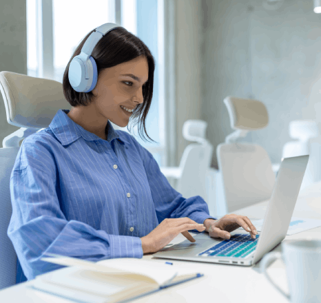 A transcriptionist formats a verbatim, speaker-labeled file, delivering focus group transcription services for faster.