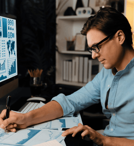 An analyst applies numeric data entry services to industry-focused dashboards, aligning metrics with sector reporting rules.