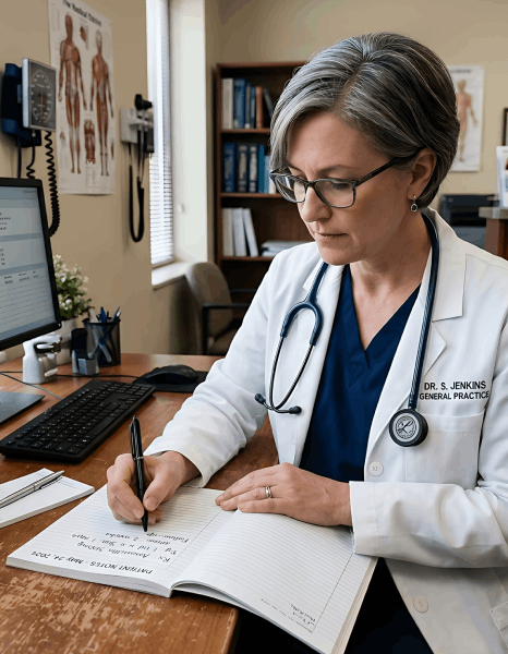 A translator formats medical records with healthcare translation services, preserving healthcare industry terms and layout.