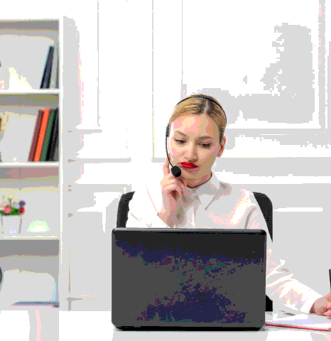 A lab analyst reviews a terminology list while Russian Transcription Services create an industry transcript with timestamps.