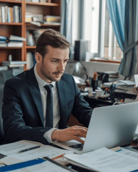 The lawyer using Confidential Translation Services while protecting sensitive case documents with accuracy.