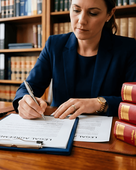 A legal translator formats a bilingual contract, keeping clause numbers aligned using Macedonian translation services.