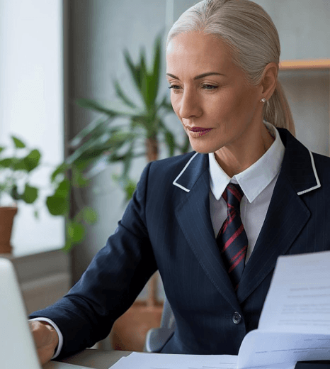 A lawyer reviews a bilingual contract and notes, using Lithuanian translation services for accurate legal clauses.