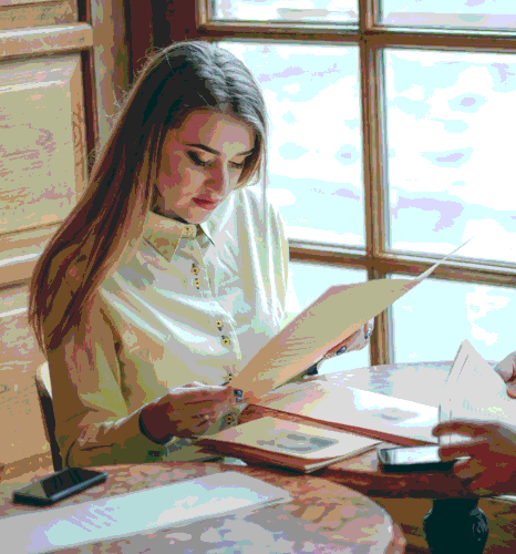 A law firm associate checks Marriage Certificate Translation services in New York, verifying names and dates for filing.
