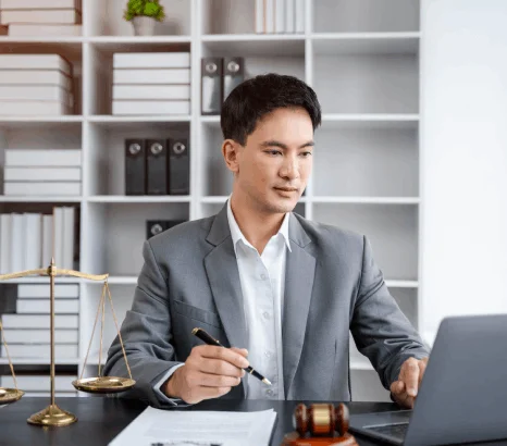 Lawyer using professional translation to ensure accurate translations of legal contracts and affidavits in Midtown Manhattan.