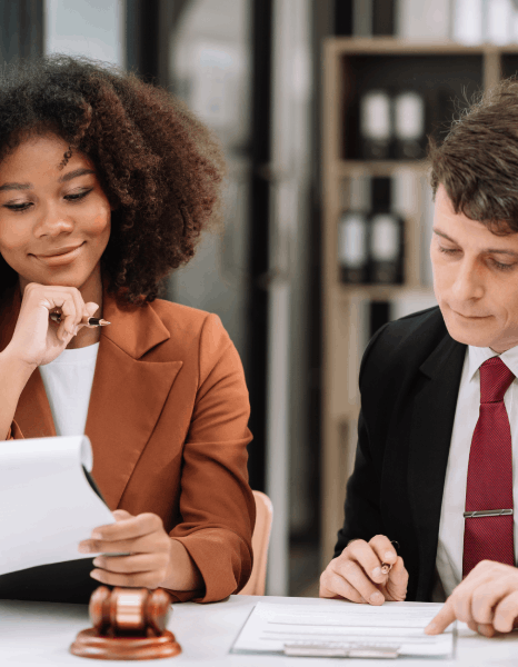 A Lawyer review a signed agreement as same day translation services provide a matching legal translation copy.