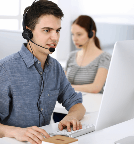 HR managers review E-learning Voiceover Services inside a global LMS compliance course, switching Spanish and Arabic audio.