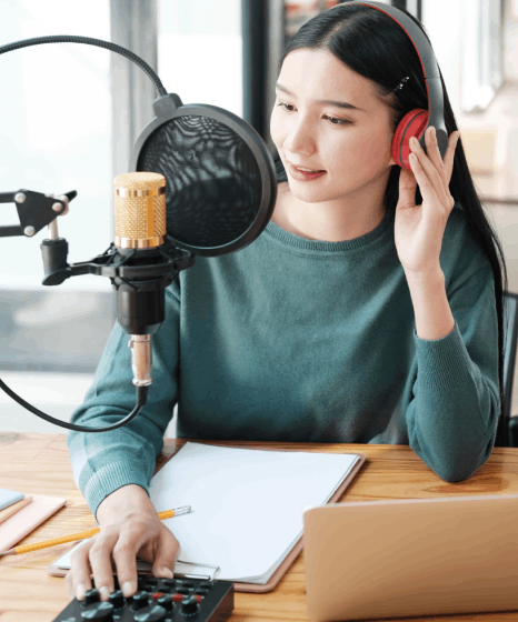 Media man using professional Malay voiceover services to enhance TV programs, films and animation videos.