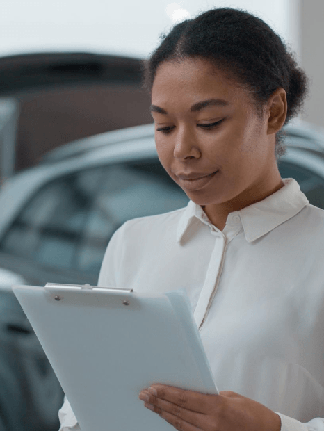 A specialist checks a translated manual layout, using automotive translation services to preserve headings and tables.