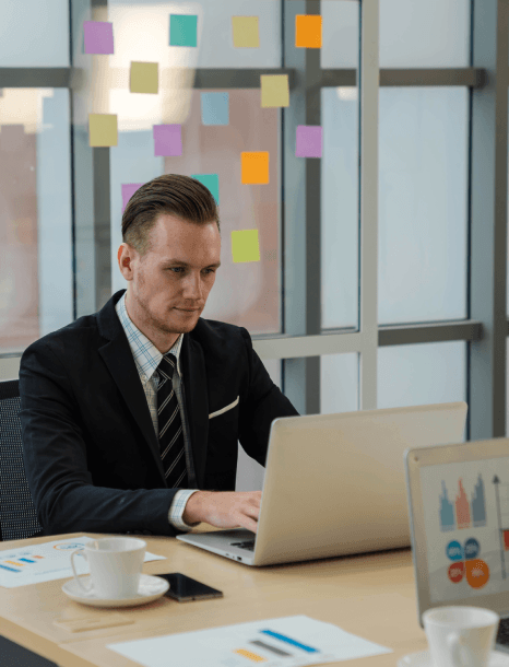A certified translator checks medical market research charts, providing Market Research Translation Services with precise.