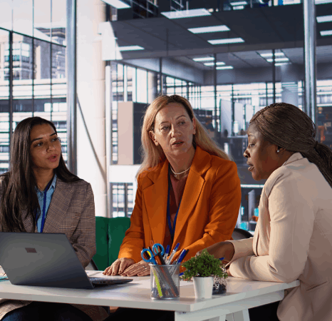 A market research team analyst reviews speaker-labeled pages, using focus group transcription services to compare segments.